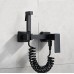 Square Bidet Sprayer Shattaf Bath Brass Black Hot &Cold Valve Plastic Telephone Hose Set - B07D3H19F1